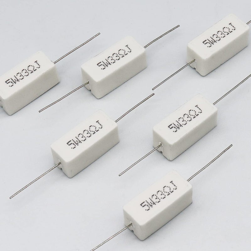 Dimlove White Wound Fixed Ceramic 10 PCS 5W 33 Ohm 5% Axial Lead Wire Resistors - Horizontal, Flame, Heat & Moisture Resistant - Image 5